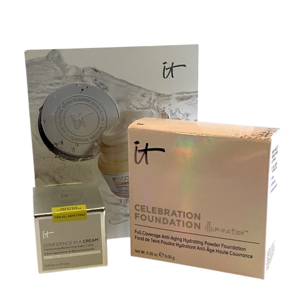 🌺 IT Cosmetics Celebration Powder Foundation and Confidence Cream Set